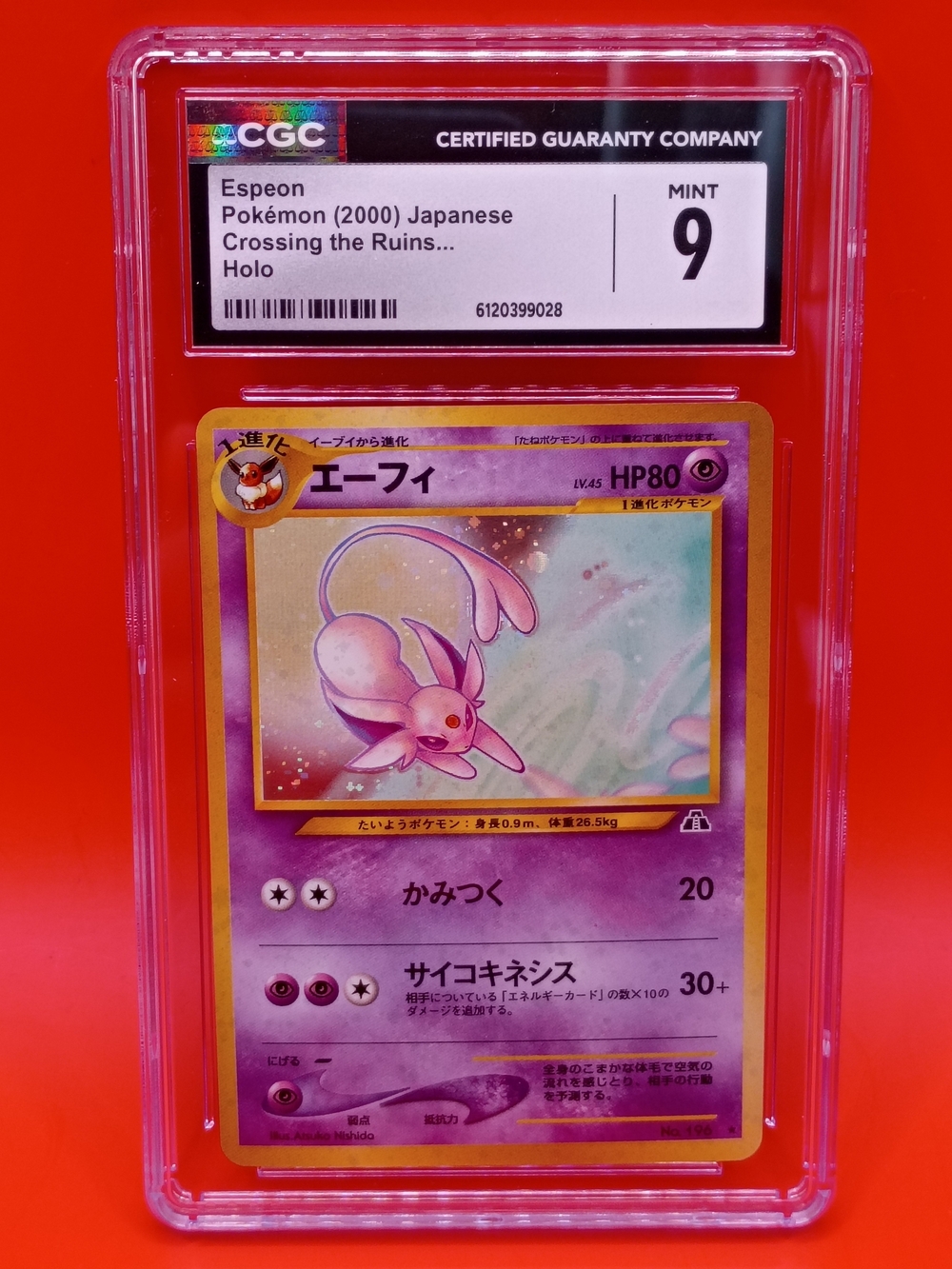 Espeon Holo Crossing the Ruins CGC 9 Mint Japanese Old Back Pokémon TCG - Picture 1 of 2
